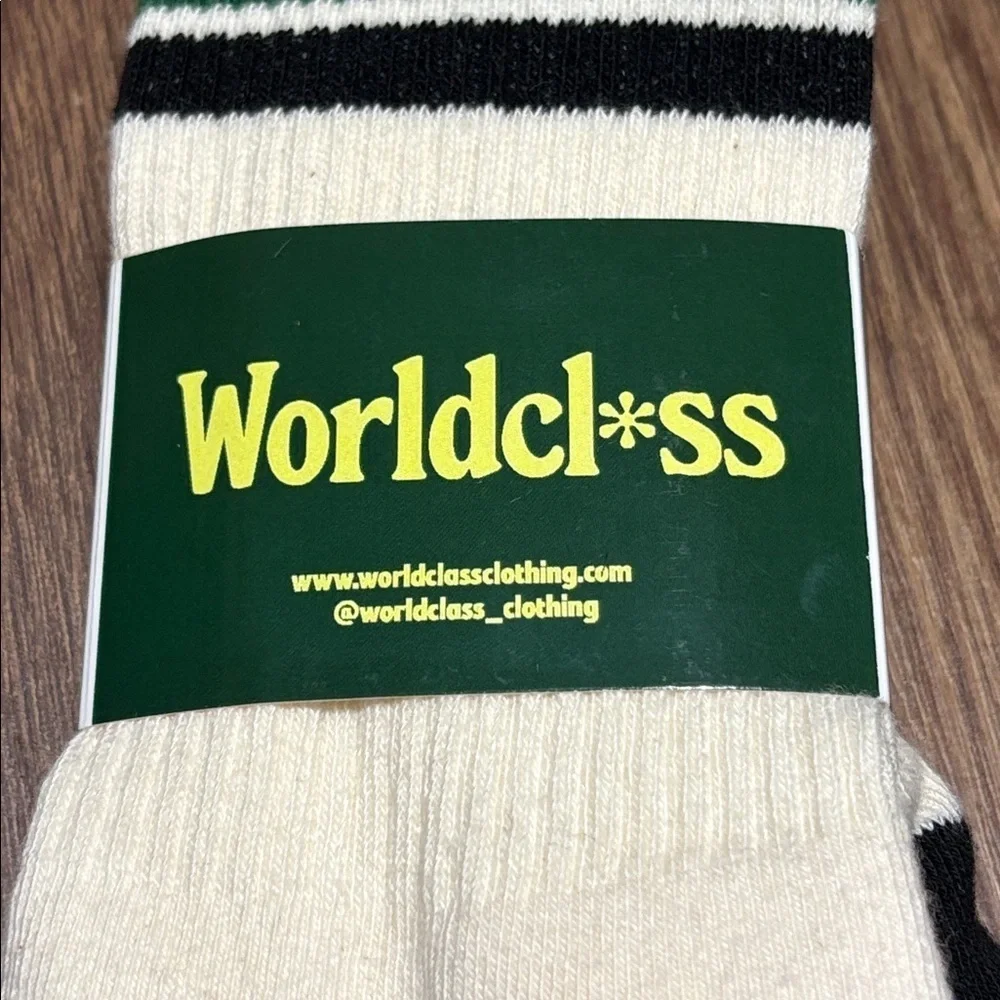 Worldclass Cream Black Crew Socks Streetwear Unisex New